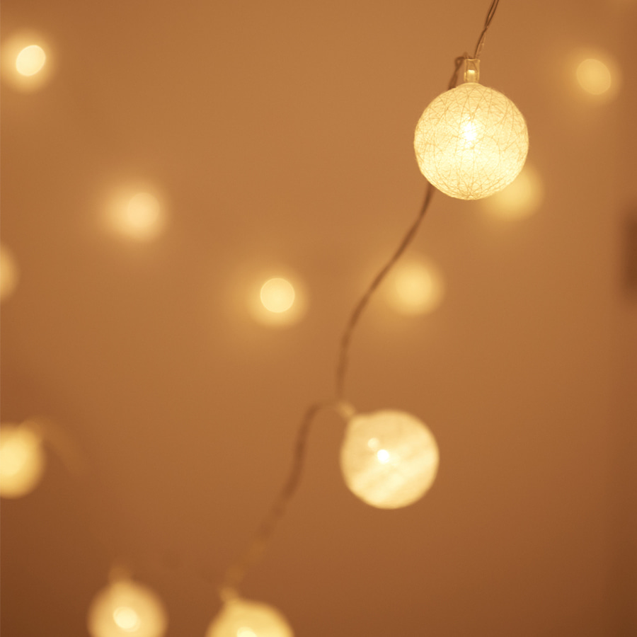 아스파시아 크리스마스 코튼볼 LED 전구 20구-성탄절,크리스마스전구,집꾸미기,예쁜조명,인테리어소품