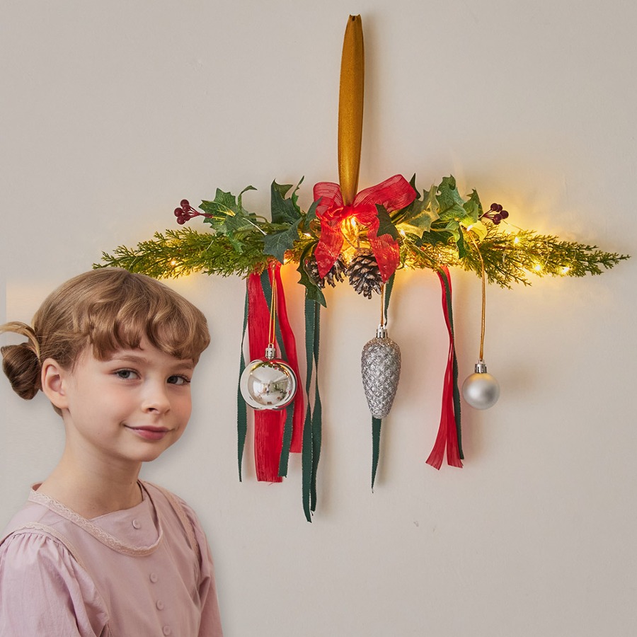 솔가지 크리스마스 행잉가랜드 LED전구세트-크리스마스,벽장식,리스